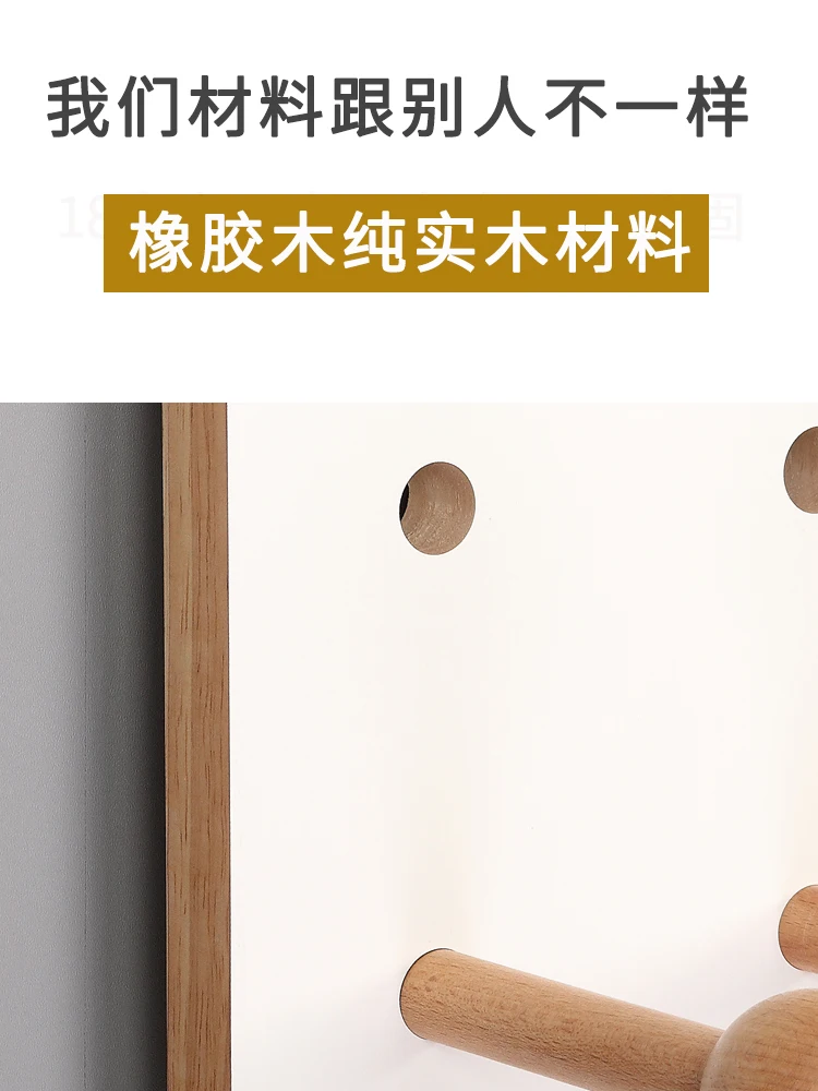 Solid wood hole board custom entrance entrance wall wooden shelves, children's room white wall door storage rack