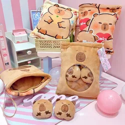 Capybara Snacks Bag Plush Toy Throw Pillow Capibala Snacks Plushie Doll Creative Pudding Bag Hold 2 Capybara Cubs Stuffed Animal