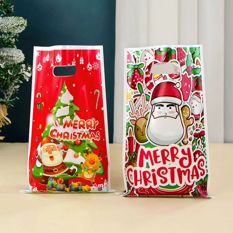 10Pcs portable Christmas Candy Gift Bags Cookies biscuits Packing Bag Merry Christmas party decorations Navidad New Year Gift