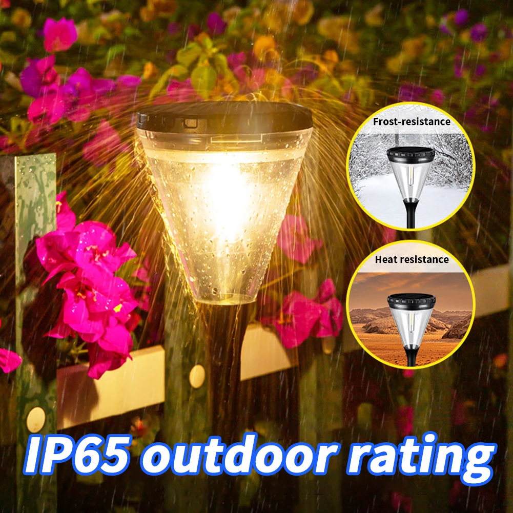 Outdoor Solar Garten Landschaft Lichter 3000k IP65 wasserdicht 2 Ebenen Helligkeit Auto Ein/Aus Solar betriebene Rasen lampen für den Hof