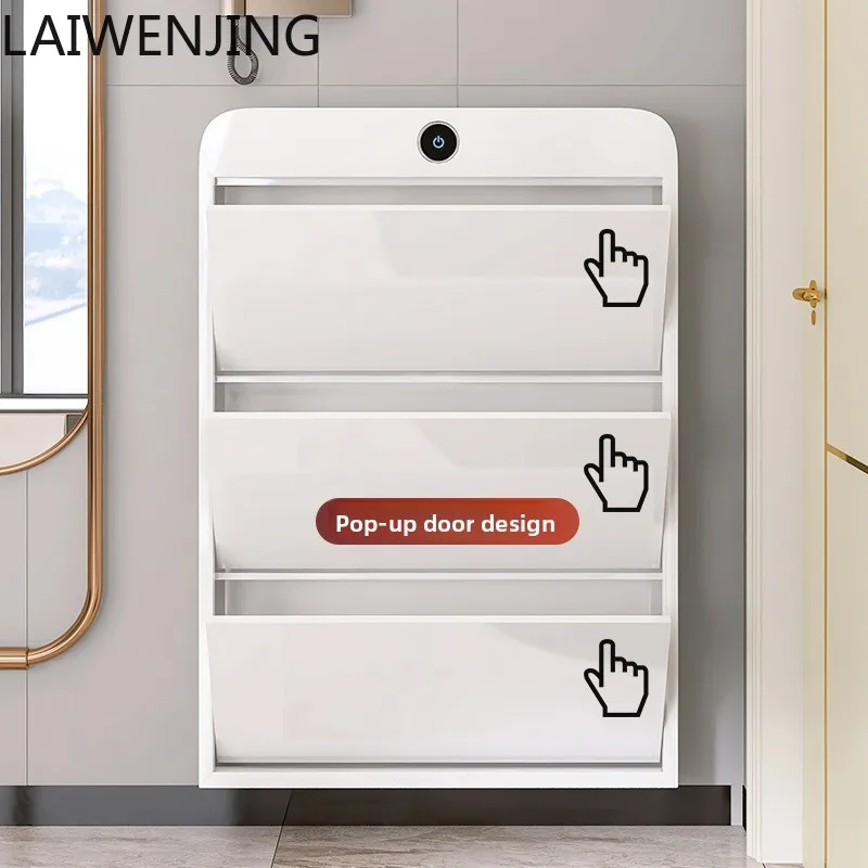 HLZ Ultra-Thin Home Entrance Narrow Hallway Small Apartment 15cm Steel Flip Shoe Rack