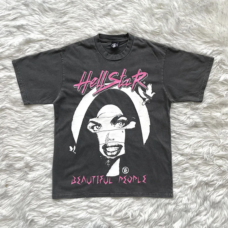 American Style Hip Hop Short Sleeve T-Shirt Unisex Couple Matching Tops round Neck Youth Fashion Hellstar Studios