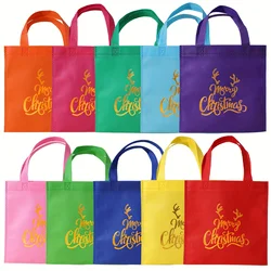 10 bright and lovely Christmas candy bags, reusable non-woven eco-friendly gift bags, beautiful decorations for Christmas party