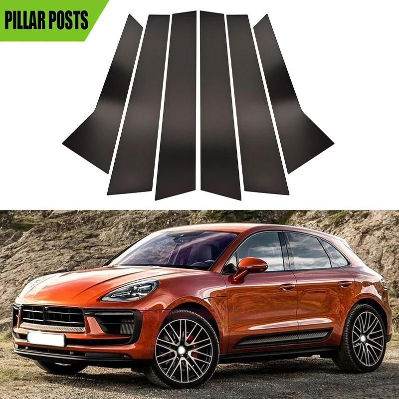 

6Pcs Gloss Black Pillar Posts Door Side Decor Window Sitcker Cover Accessories Fit For Porsche Porsche Macan 2014-2022