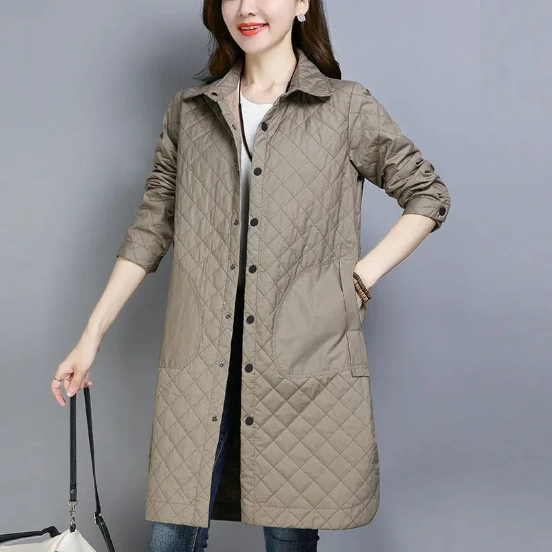 2025 New Women Mid-Length Jacket Autumn Winter Parkas Women\'s Light Thin Down Cotton Coats Ladies Casual Basic Outerwear Ladies