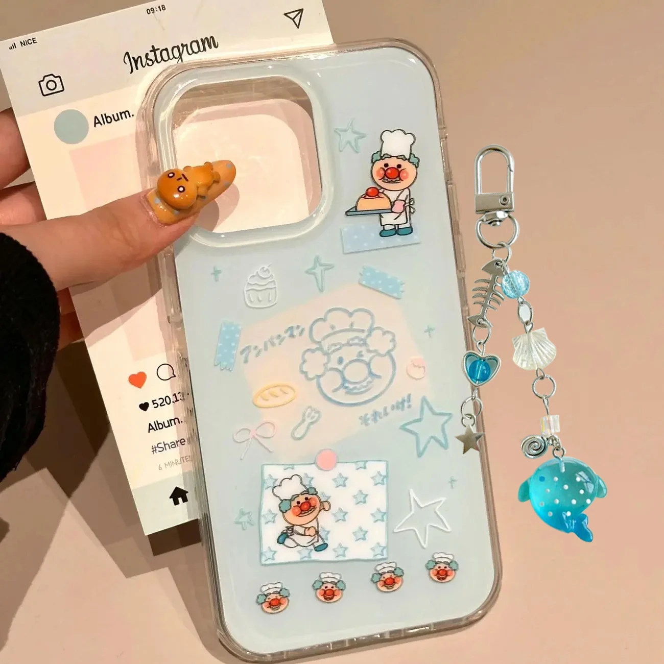 Korean Ins Blue Chef Old Man Cartoon Cute Phone Case For iPhone 17 AIR 16 15 14 13 12 11 Pro Max Y2K Creative Kawaii Cover