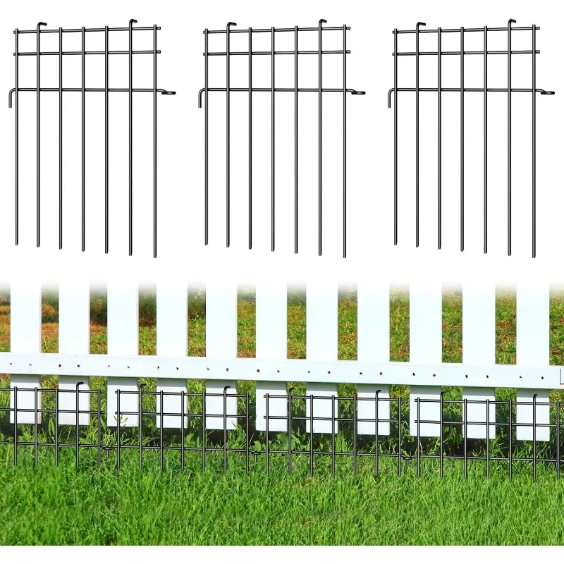 25 Panels Animal Barrier Fence for Dogs, Under Ground Fencing Bottom Puppy Blockers Stakes for The Yard, 17in (H) X 25ft (L)