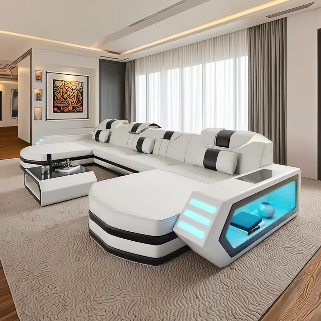 

Hot Selling New Multifunctional Genuine Leather Electric Sofa For Living Room High Quality Home Furniture With Sponge Filling