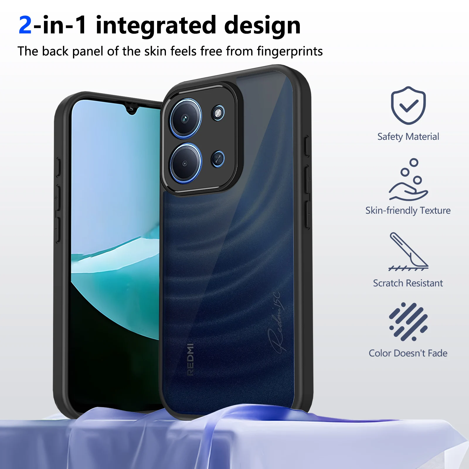 

For MI POCO C85 Redmi 15C 4G 171MM Global Version Light Luxury Matte Black Skin Feeling Silicone Protective Cover For POCO C 85