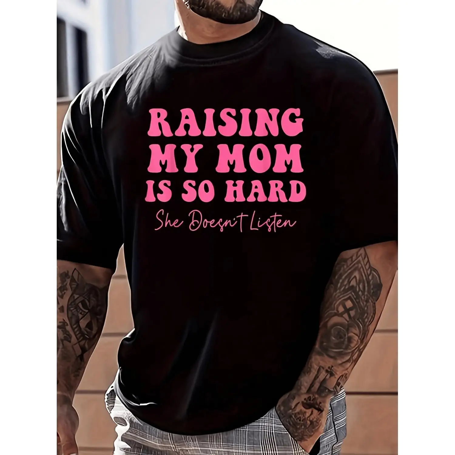 Raising My Mom Is So Hard She Doesn'T Listen Funny T-Shirt | Women'S Men'S Graphic Tee, Casual Tops, Fashion Short Sleeve, Breathable, Sweat-Wicking, Soft, Crew Neck, Regular Fit, Perfect For Daily Commutes, Home Lounge, Casual Wear, All-Season