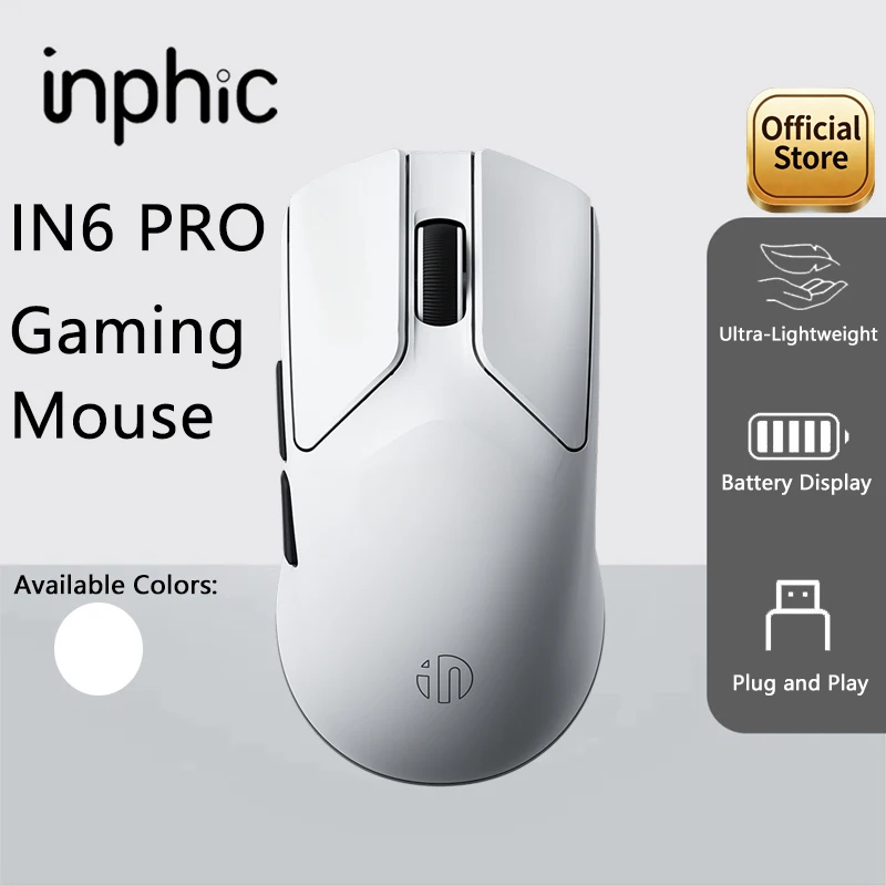 INPHIC IN6 PRO Wireless Gaming Mouse Flagship Sensor Ultra Light 2.4G Wireless Wired Dual Mode Ergonomic Computer Mouse