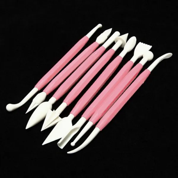 Double-Ended Cake Decorating Sugarcraft Modelling Tools Set Food-Grade PVC for Sculpting Flowers Leaves Shell Borders on