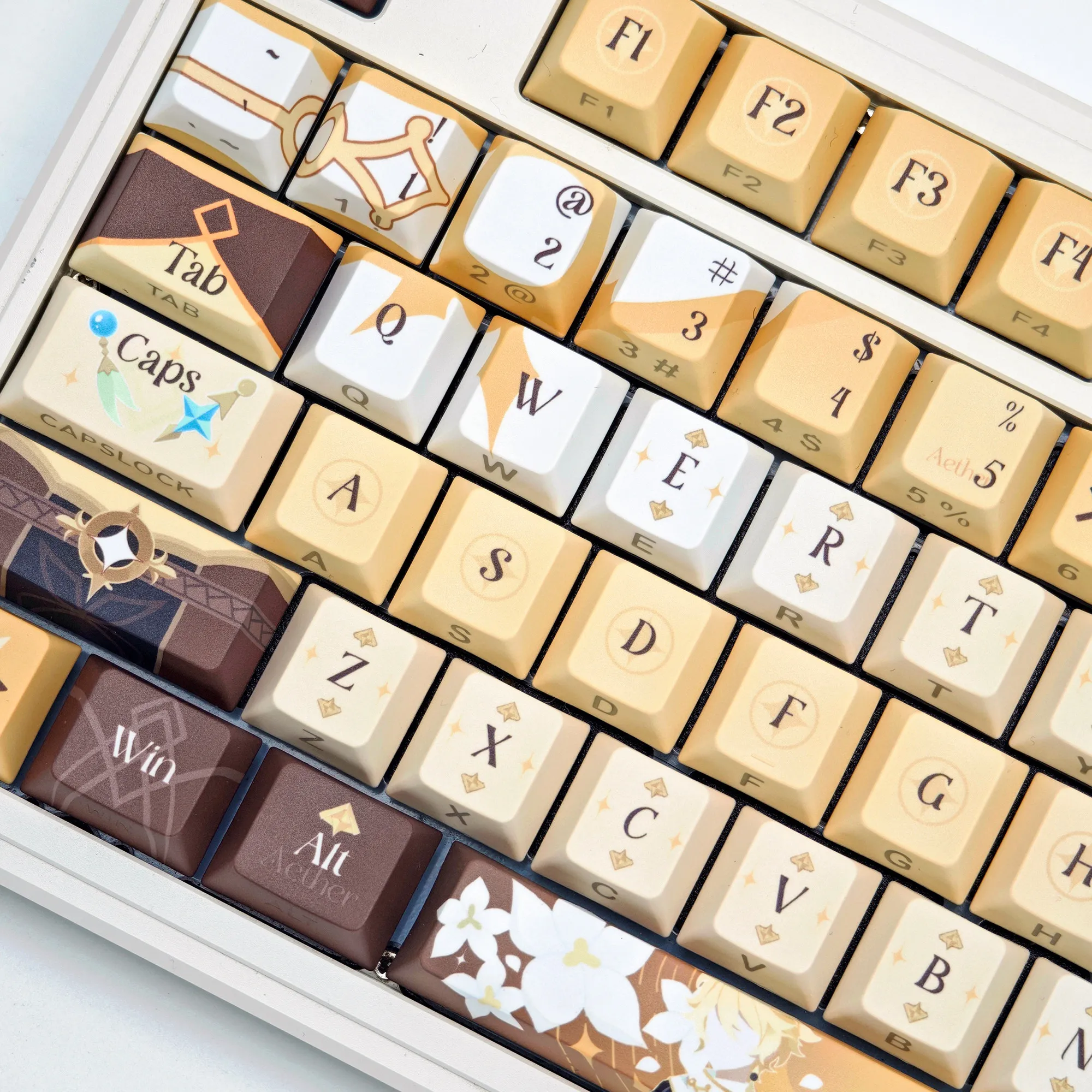 MAIMOOO Genshin Impact Aether Keycap Cherry Profile PBT Thermal Sublimation Custom Anime Game Keycaps for Mechanical Keyboard