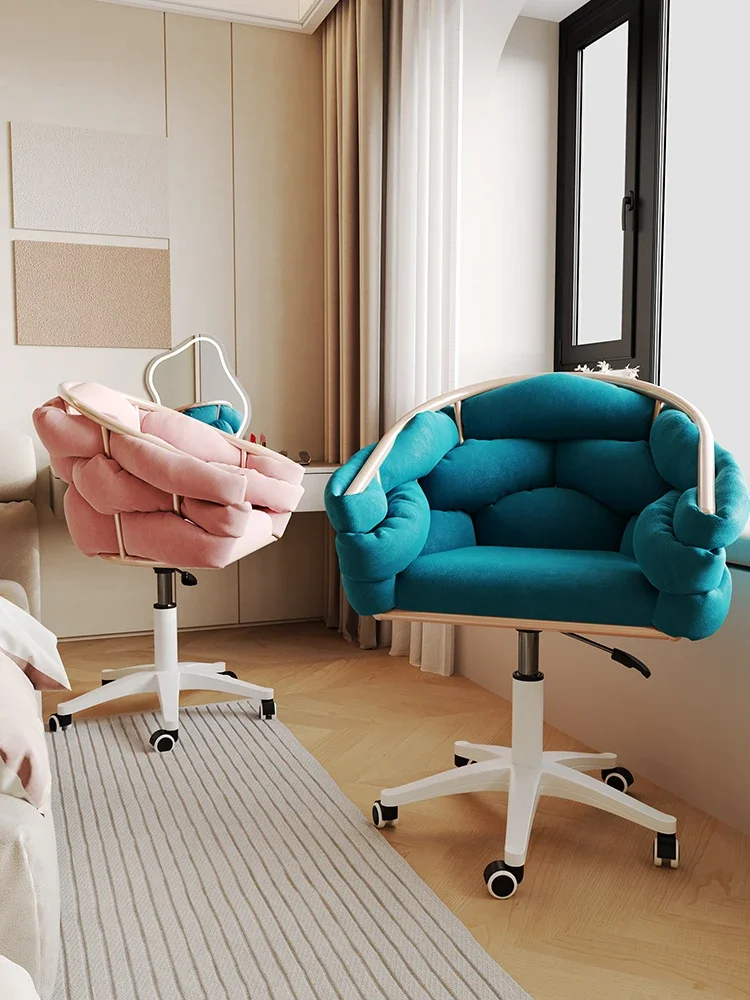 Comfortable Home Makeup Chair for Girls\' Bedroom,Computer Chair, Comfortable Sedentary Lift Swivel Chair, Room Back Chair