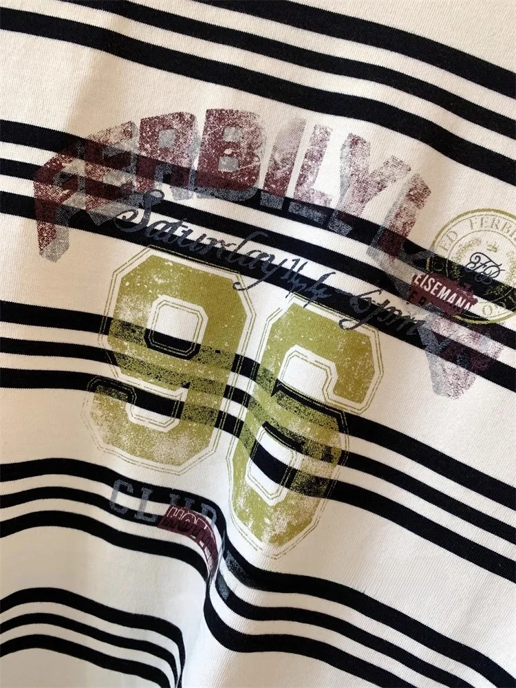 Loose Long Sve T-irt Women's Casual Digital Print Oversized Comfortable Top Commute Sle Korean Version Cotton Material