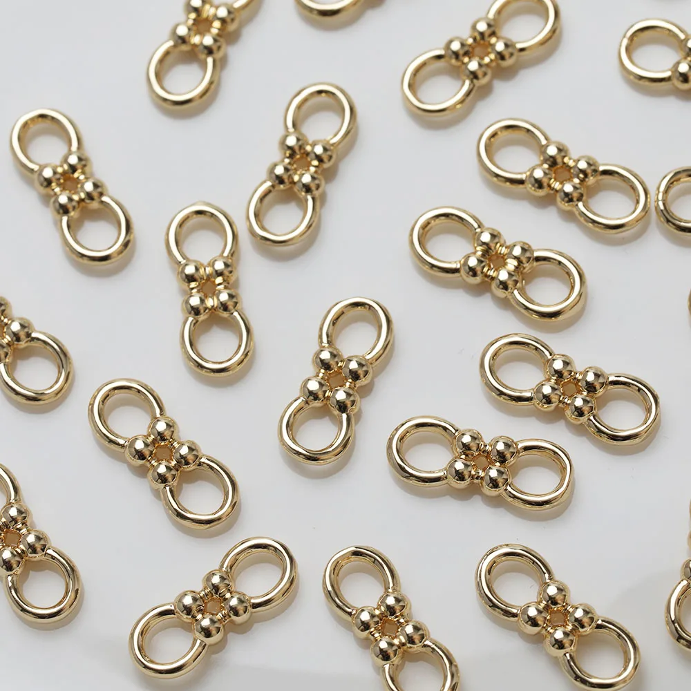 4PCS 14K Gold Plated Double Holes Buckle Link For Necklace Bracelet Making Jewelry DIY Supplies Material Accessories