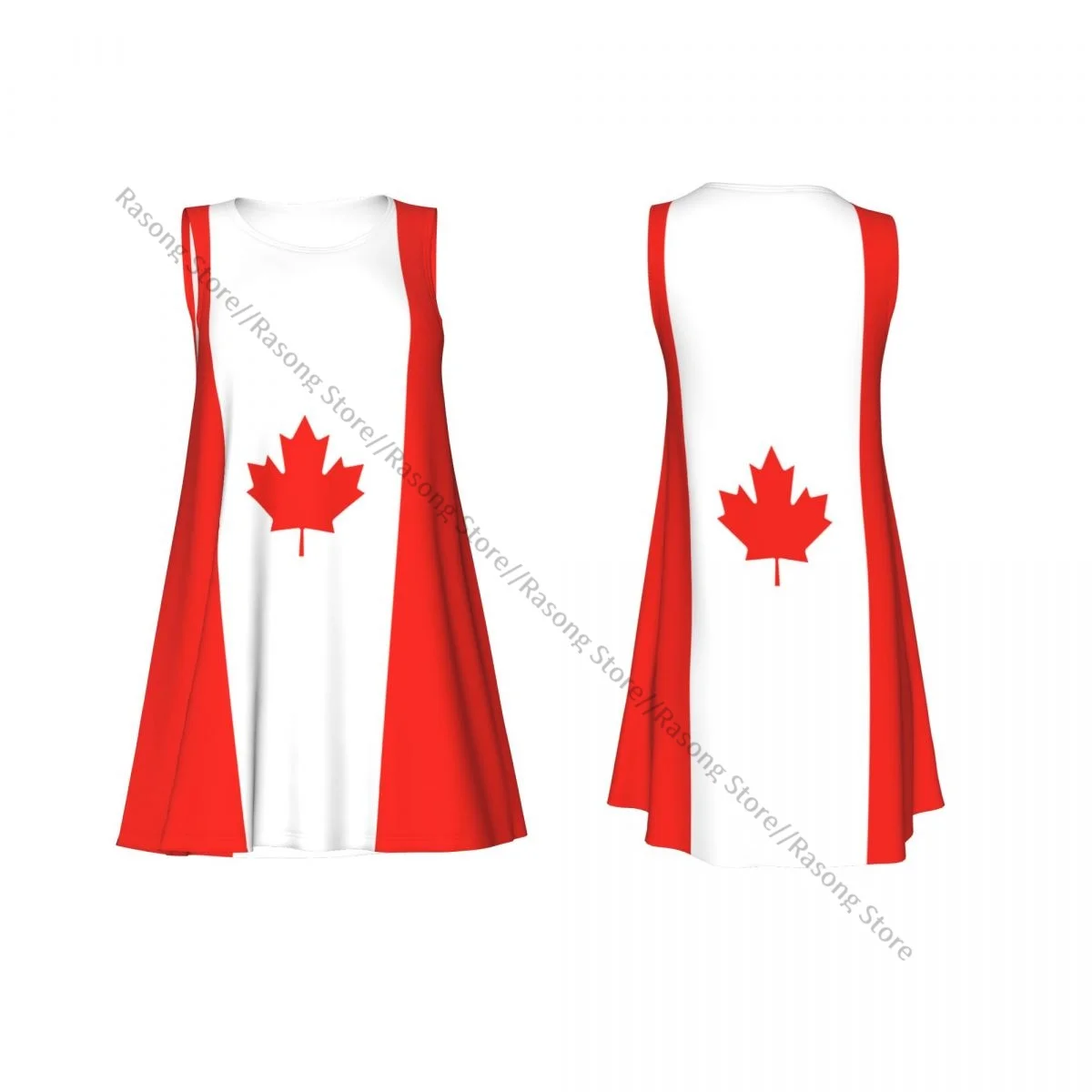 ชุดสตรีฤดูร้อนชุดลําลองเสื้อยืดชายหาดปกคลุมแคนาดาชุดถังธงแคนาดา