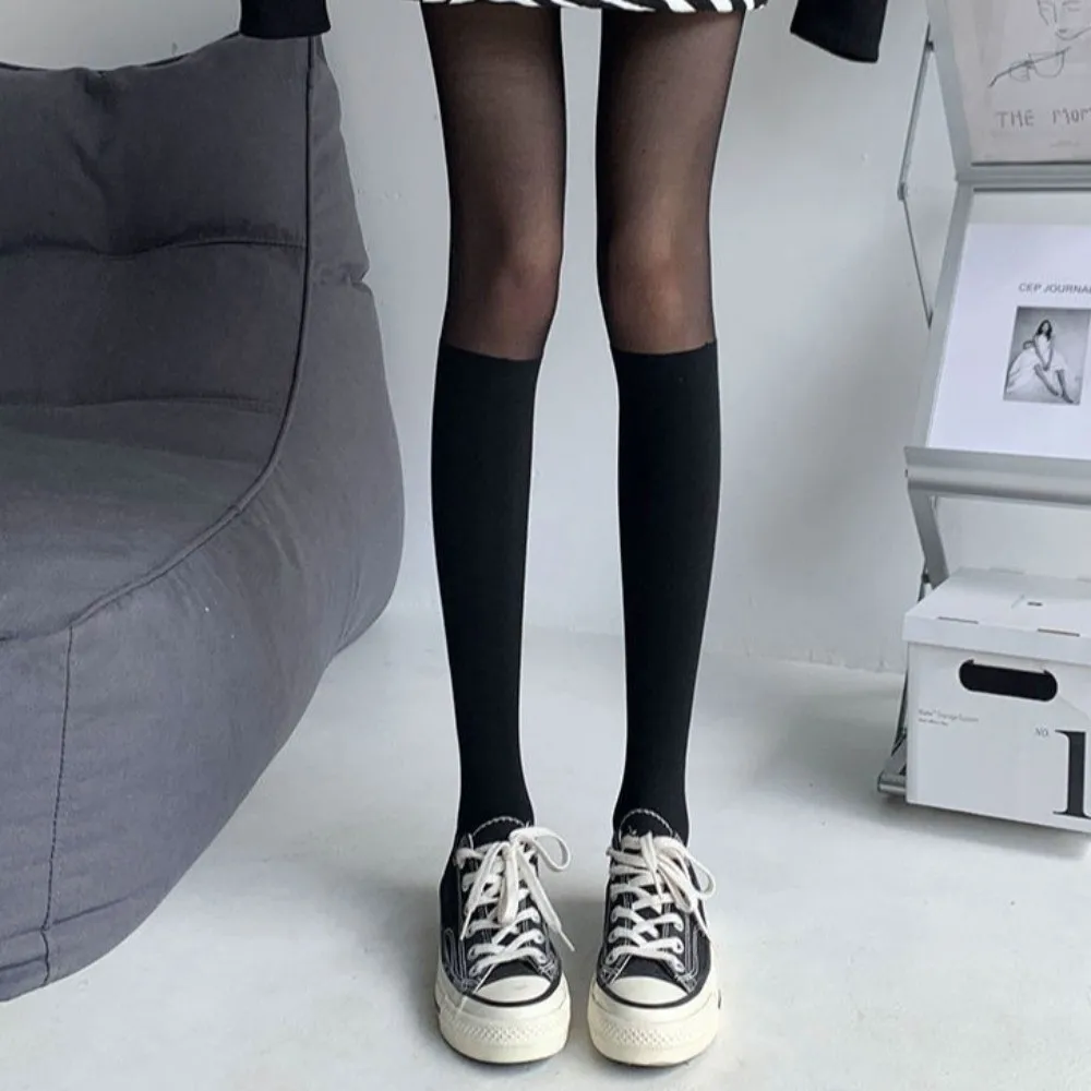 New Sexy Thigh High Pantyhose Patchwork Velvet Texture Over Knee Stockings High Elasticity Fake Stockings Y2K