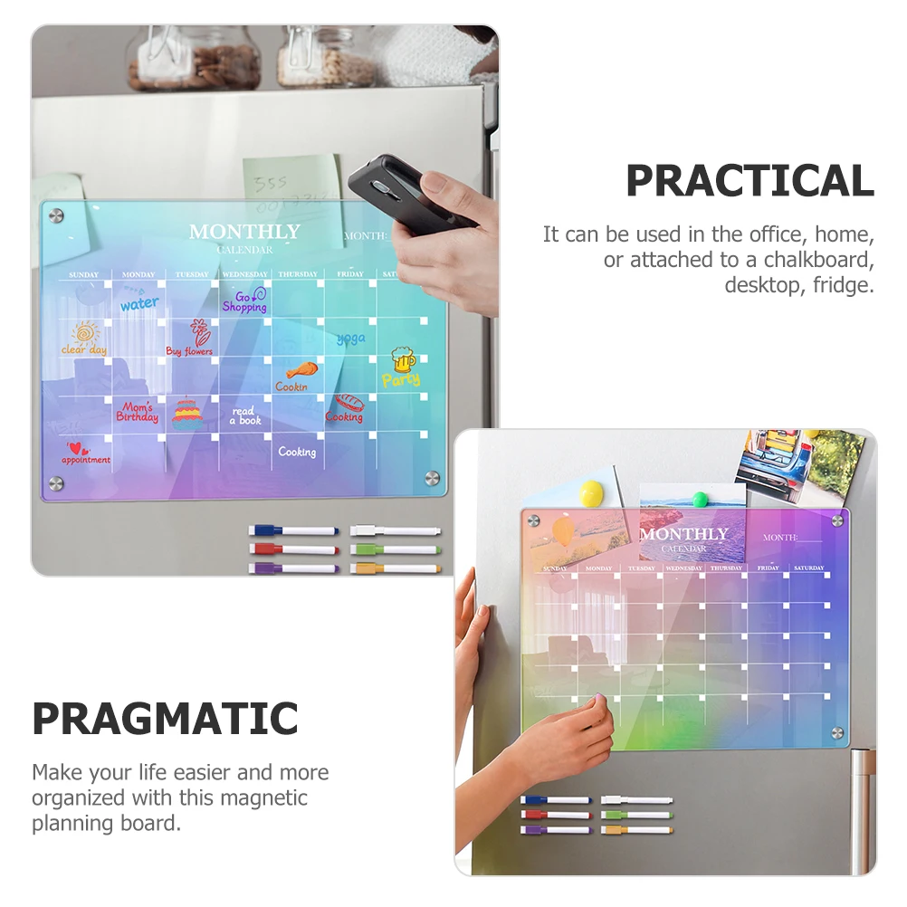 

Fridge Notepad Stylus Monthly Calendar Magnetic Erasable Planner for Refrigerator Planning Board Office