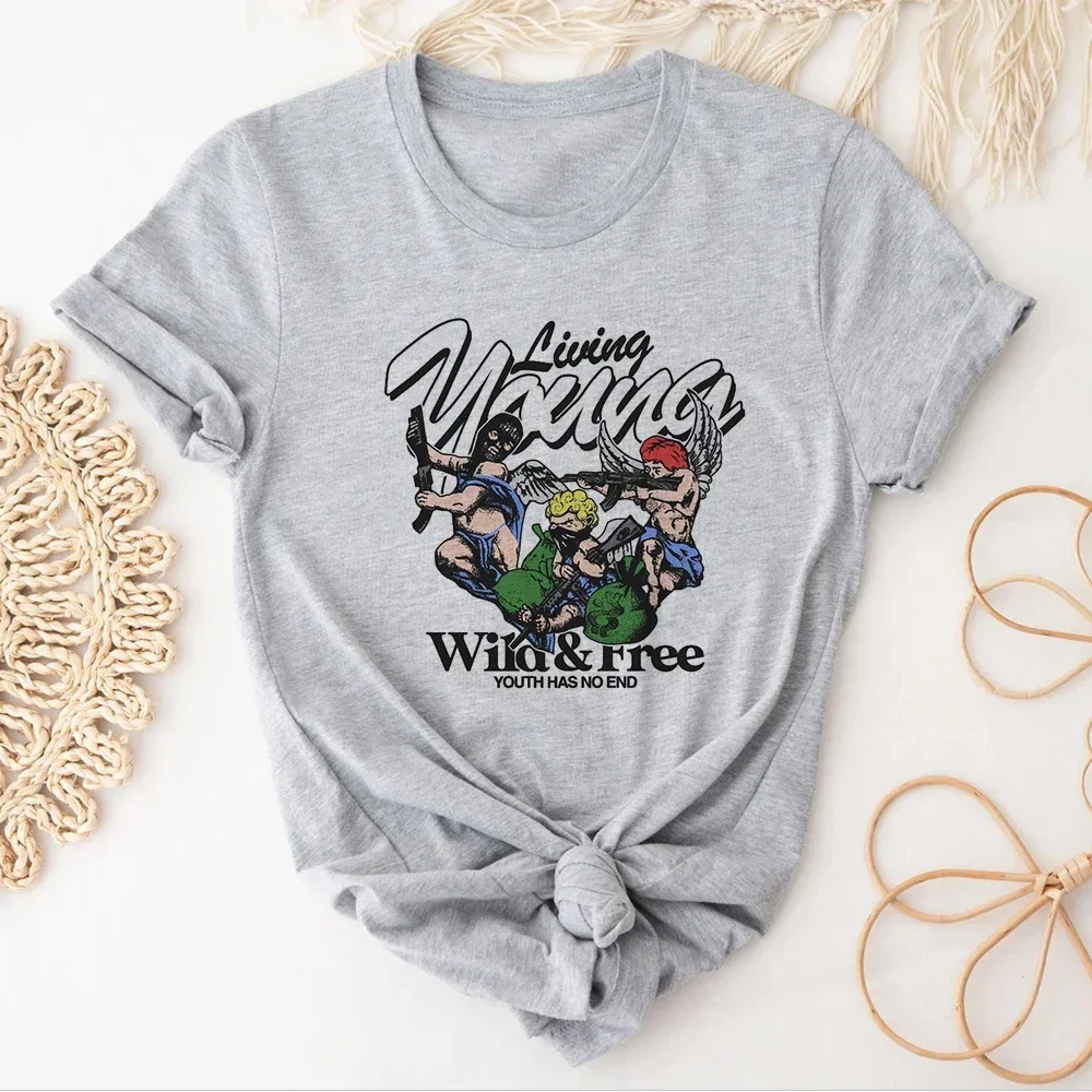 

Angle Tee Women Streetwear T-shirts Female Designer Comic 2000s Clothing Summer Graphic Tee Blend Crew Neck