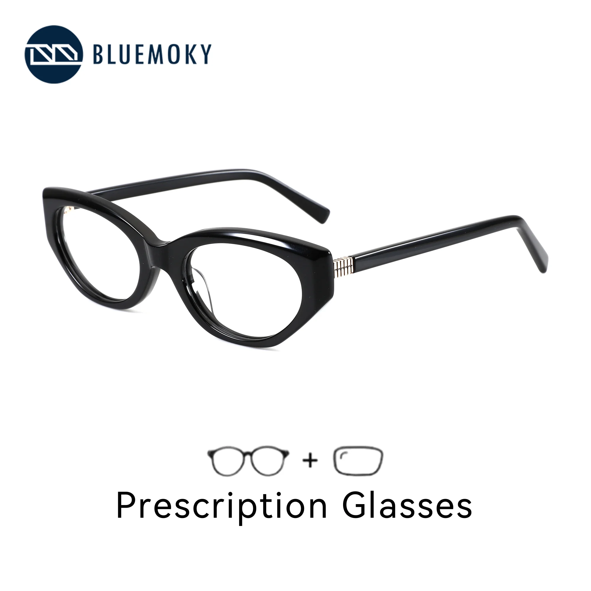 BLUEMOKY M Size Acetate Cat Eye Prescription Lenses with Medical Recipe For Women Anti Blue Light Progressive Optical Eyewear