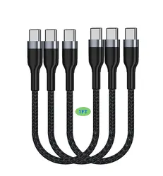 3pcs/lotUSB C to C male Cable 1FT 3Pack,60W Type C PD Fast Charge Cord Compatible with Samsung Galaxy S21/S21/S20 Ultra Note 20
