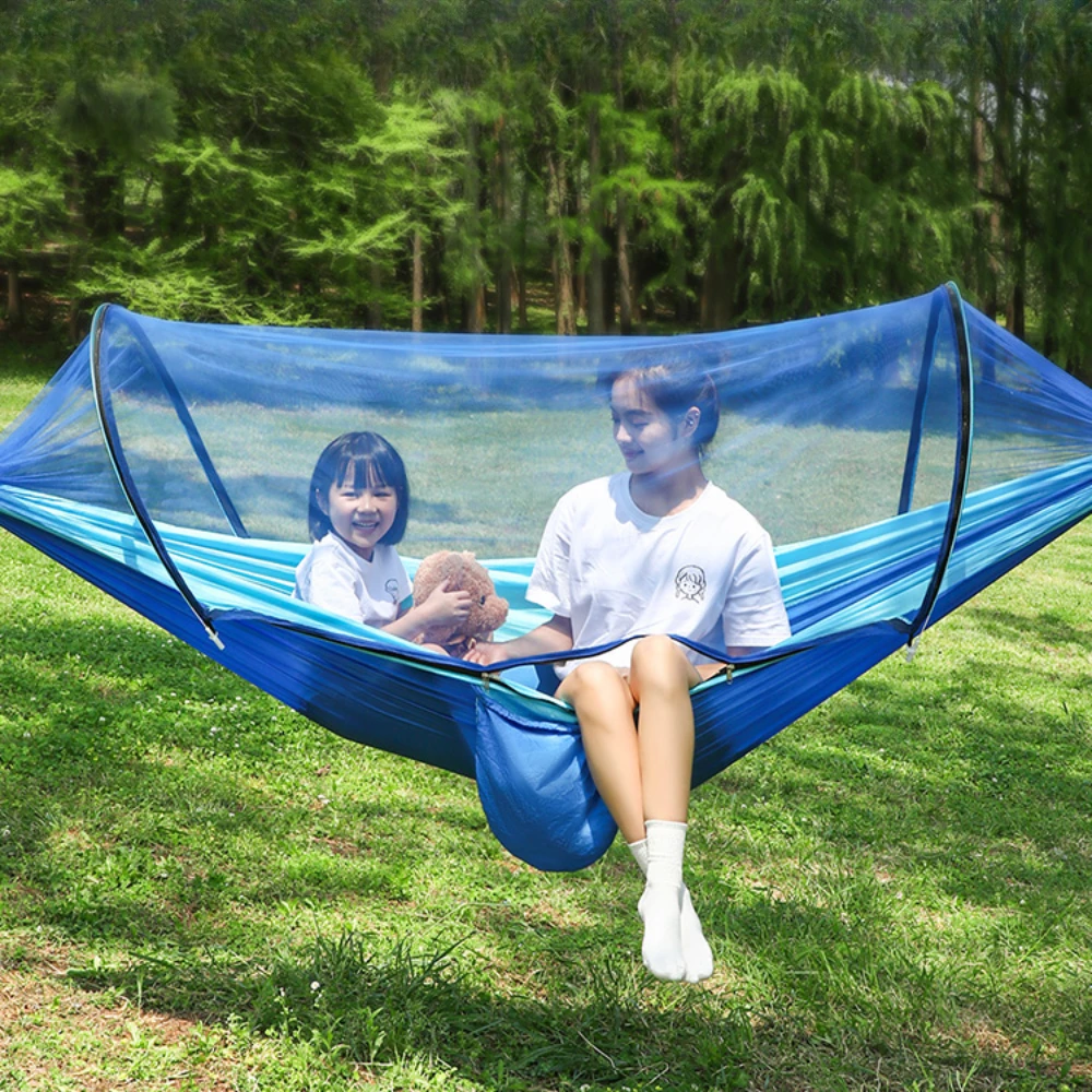 

Portable Camping Double Mosquito Net Hammocks Pole Hammock Anti Rollover Travel Tourist Hanging Hammock Swing Outdoor Furniture