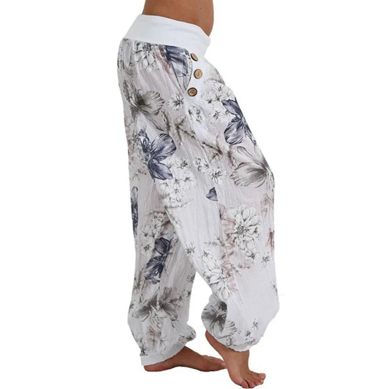 Krisnanas 11 Colors S-3xl Printed Women Pants 2025 Lazy Elastic Waist Full-length Comfort Wide-leg Pant Woman's Clothes 72819