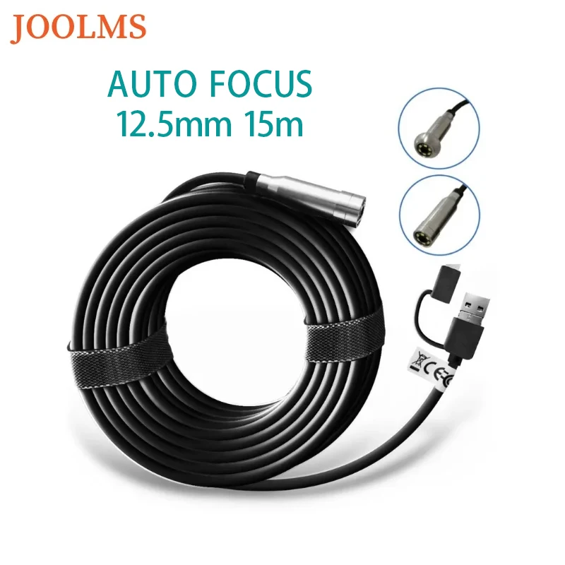 Newest Auto Focus Endoscope 15m Underwater Video Camera 12.5mm 4LEDs Fishing Inspection Camera For Winter Fishing and Swer