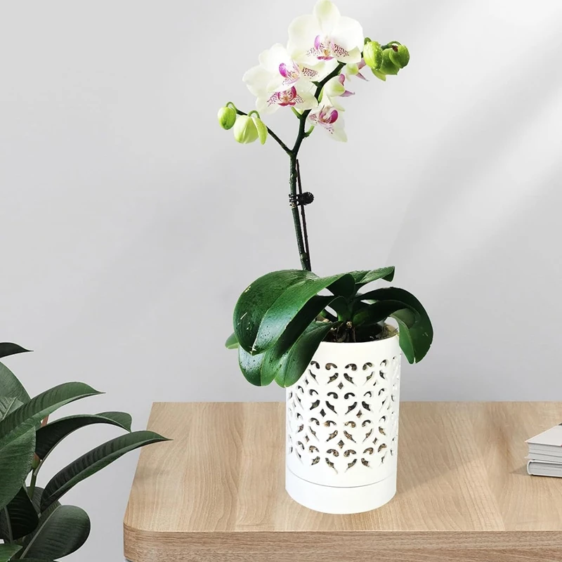 Doniczki na orchidee z otworami, 4-calowa ceramiczna doniczka na orchidee do doniczki, doniczka na kwiaty do użytku wewnątrz i na zewnątrz,