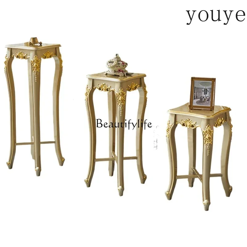 HJK European luxury flower stand solid wood floor multi-layer shelf balcony high foot