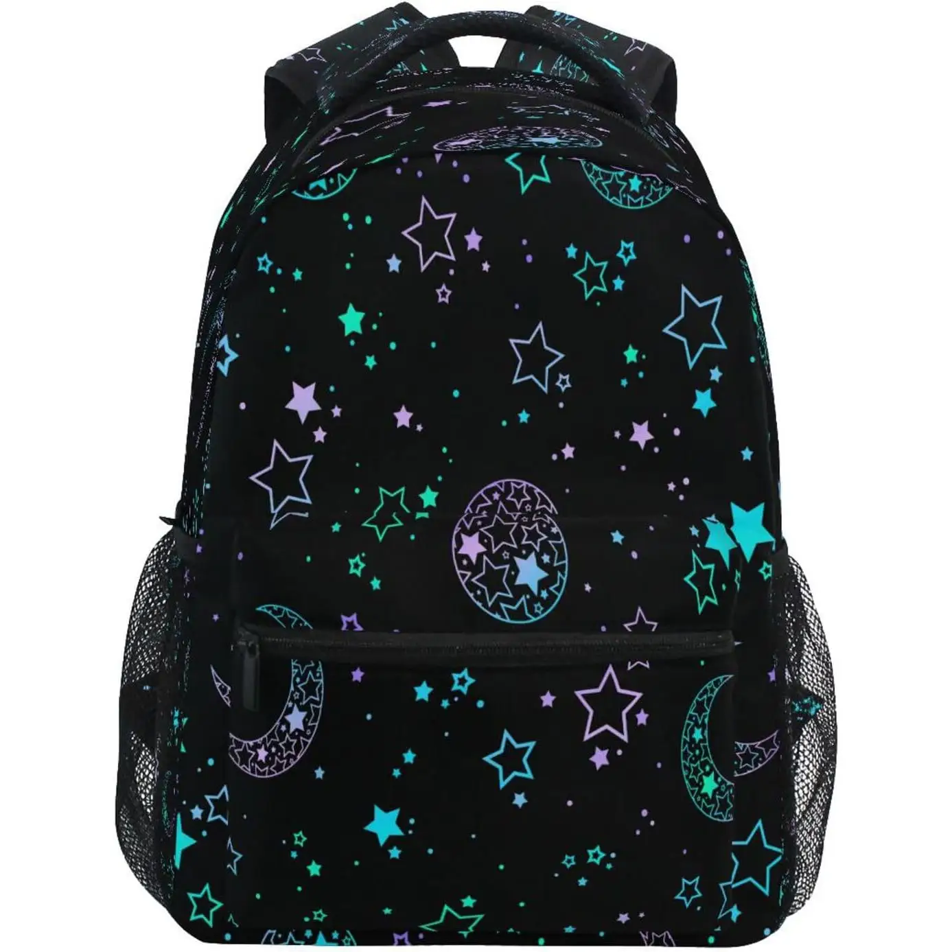 

Backpack School Bookbag Travel Bag Star Moon Sun for Girls Boys Teen Girls Boys Women Lightweight Canvas Bookbag Casual Daypack