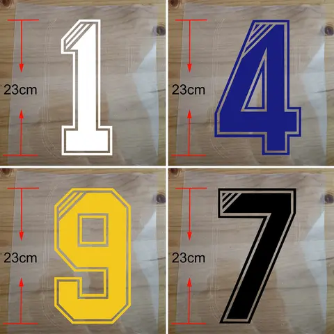 Alto 0-23 cm Trasferimento di calore Personalità Numero di bordo Ferro sulle toppe Abbigliamento fai da te T-shirt Stampa Calcio Maglia da basket Numero