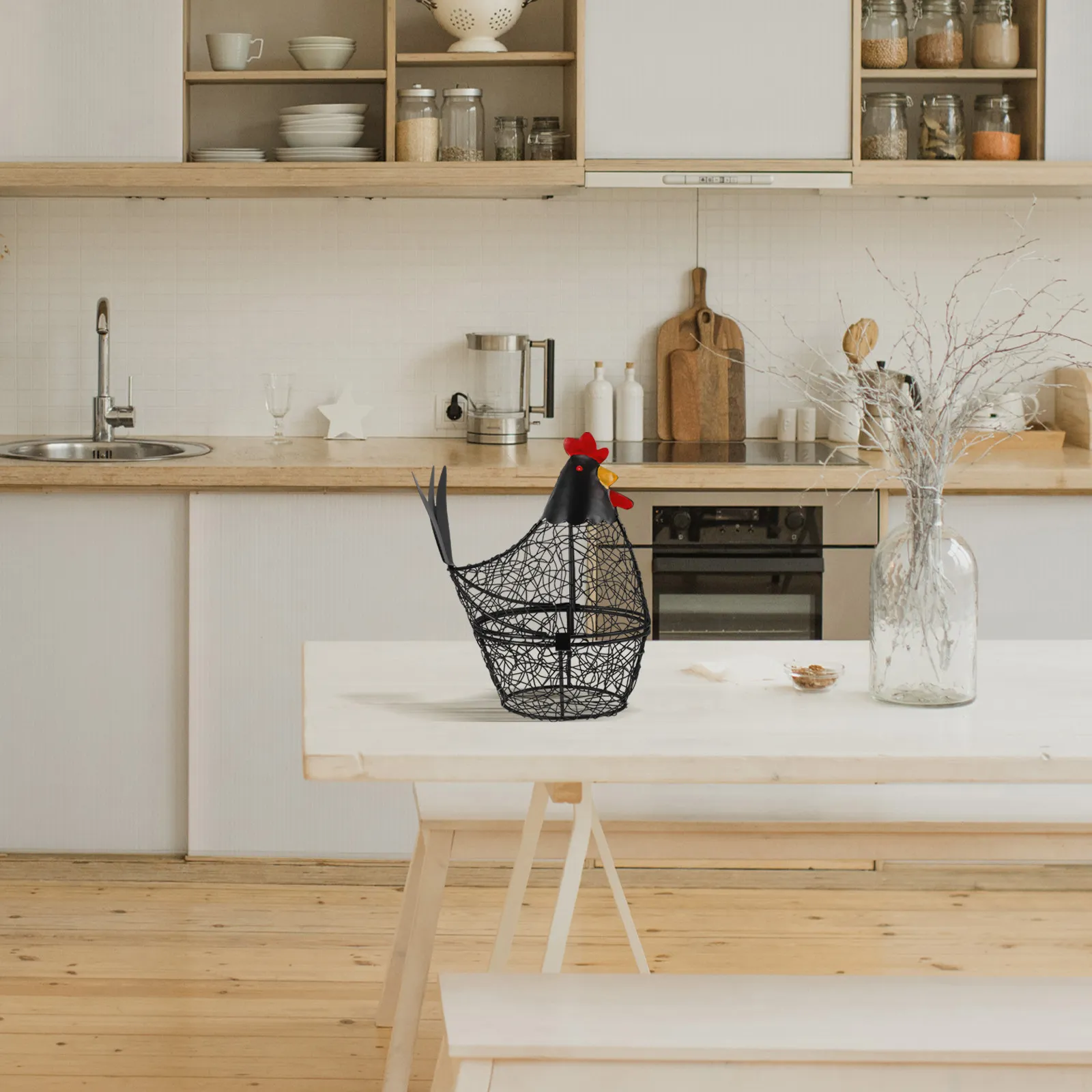 

Kitchen Egg Storage Basket Hen Shape Metal Wire Large Capacity Multi-Function Egg Holder Multi-Function Basket