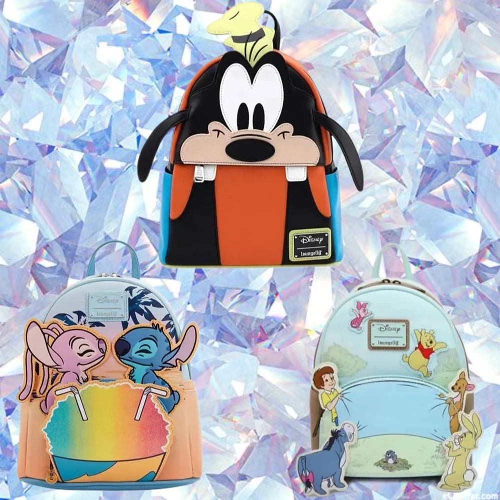 

Goofy PU Leather Stitch Women Backpack Child Mini Double Shoulder Bags Crystal Shoe Zipper Head Decorate