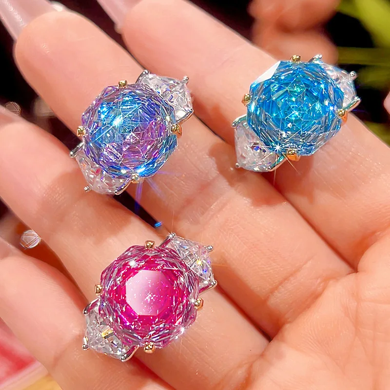 

Новые популярные украшения: позолоченная медная основа, градиентный цвет с эффектом розового сияния, изысканное кольцо для женщин, 14*14, оптом.