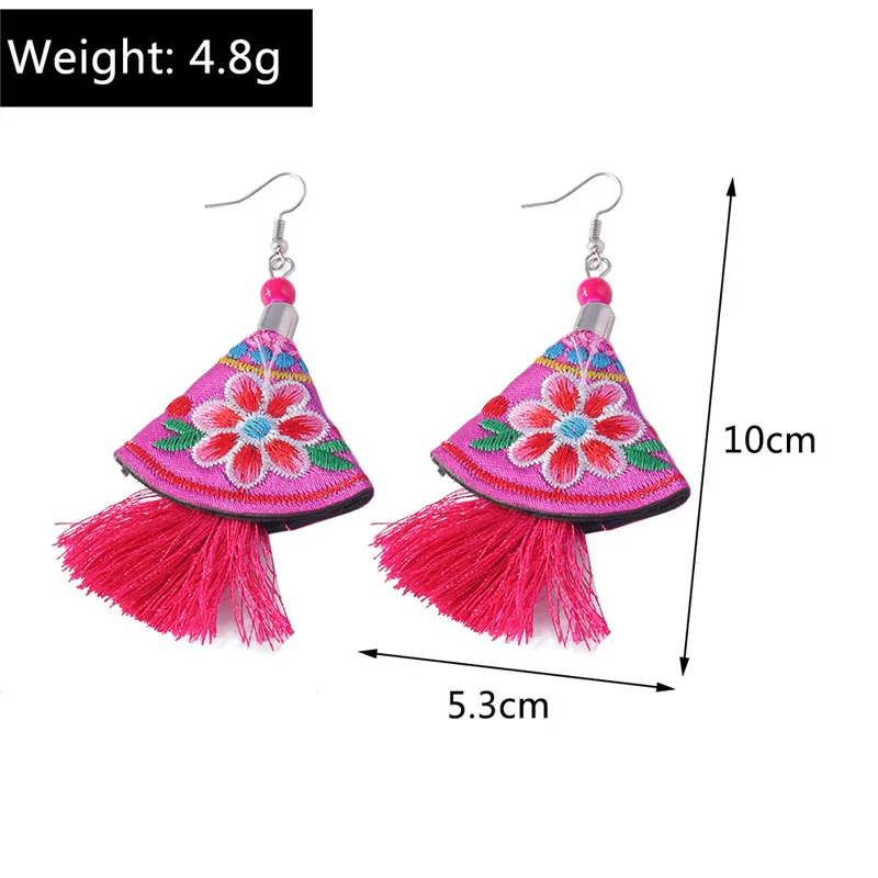 Ethnische Böhmen Quaste Ohrringe für Frauen Aussage Retro Bunte Baumwolle Seide Fransen Ohrring Hochzeit Schmuck Zubehör – Detail 11