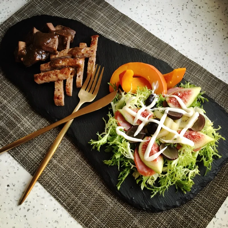 Slate Plate, Black Vintage Slate Plate, Restaurant Rock Slate Coaster Japanese Sushi Cake Special Shaped Plate