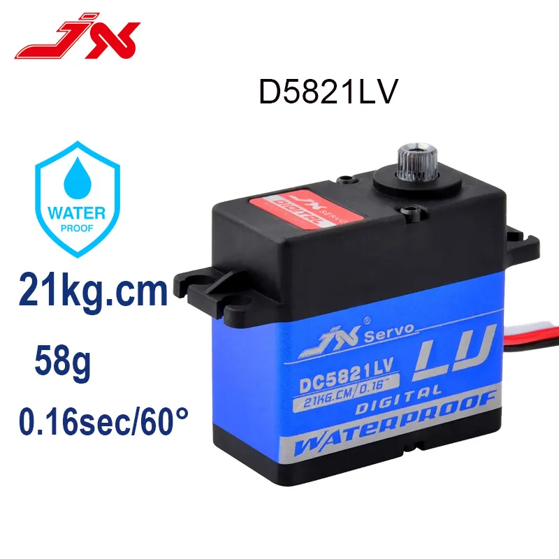 

JX DC5821LV 21KG Large Torque Waterproof Metal Gear Digital Coreless Servo For 1/8 1/10 RC Car Crawler TRX-4 SCX10 D90 Boat