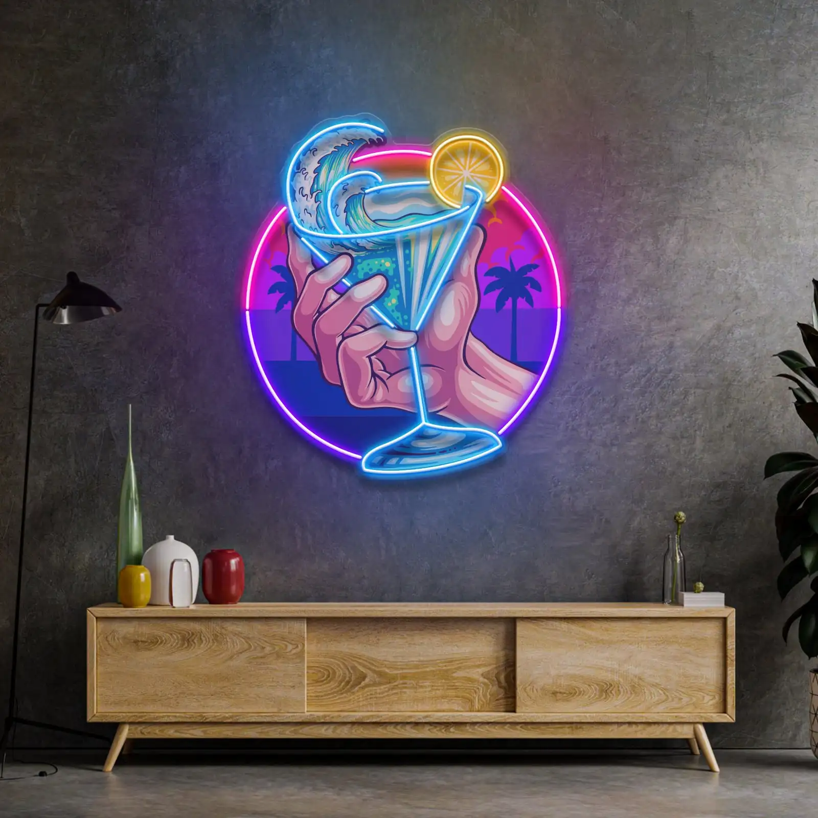 Tropical Mocktail Neon Sign Bar Club Beer Sign Wall Art Decor Game Room Aesthetic Sign for Boy Teens Bedroom Neon Wedding Decor