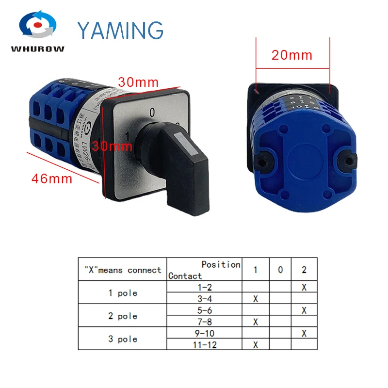 LW26-10 Universal Transfer Three Positions 10A 3 Poles LW28 Reversing Dual Power Supply Switching 380V Motor Cam Switch