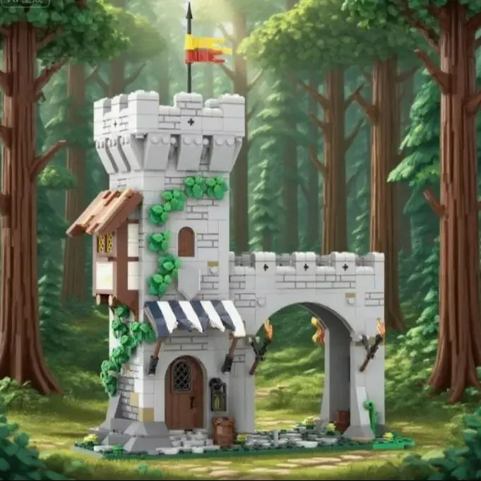 759PCS MOC Lion Knight's Modular Town Gate Building Blocks Medieval Castle Street View Architecture Model Toy Gift For Kid Adult
