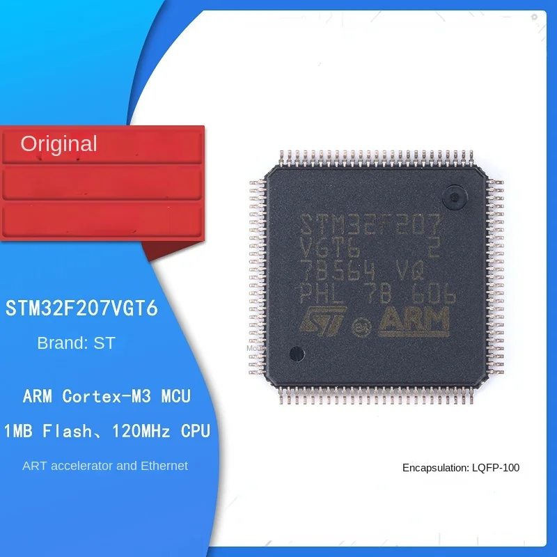 

Original and genuine STM32F207VGT6 LQFP-100 ARM Cortex-M3 32-bit microcontroller MCU