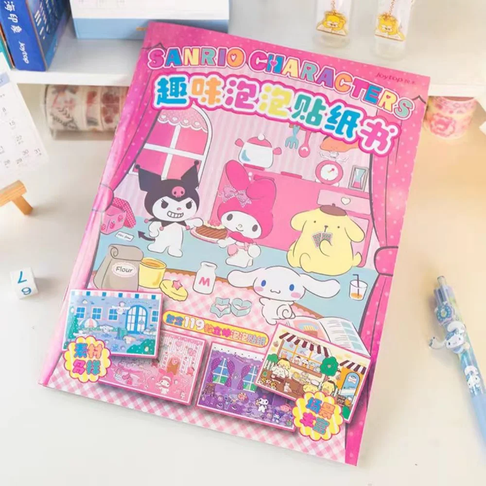 

Genuine Sanrio Fun Bubble Sticker Book Kawayii Kuromi Melody Self-Adhesive Quiet Book Cartoon Stationery Decorative Stickers