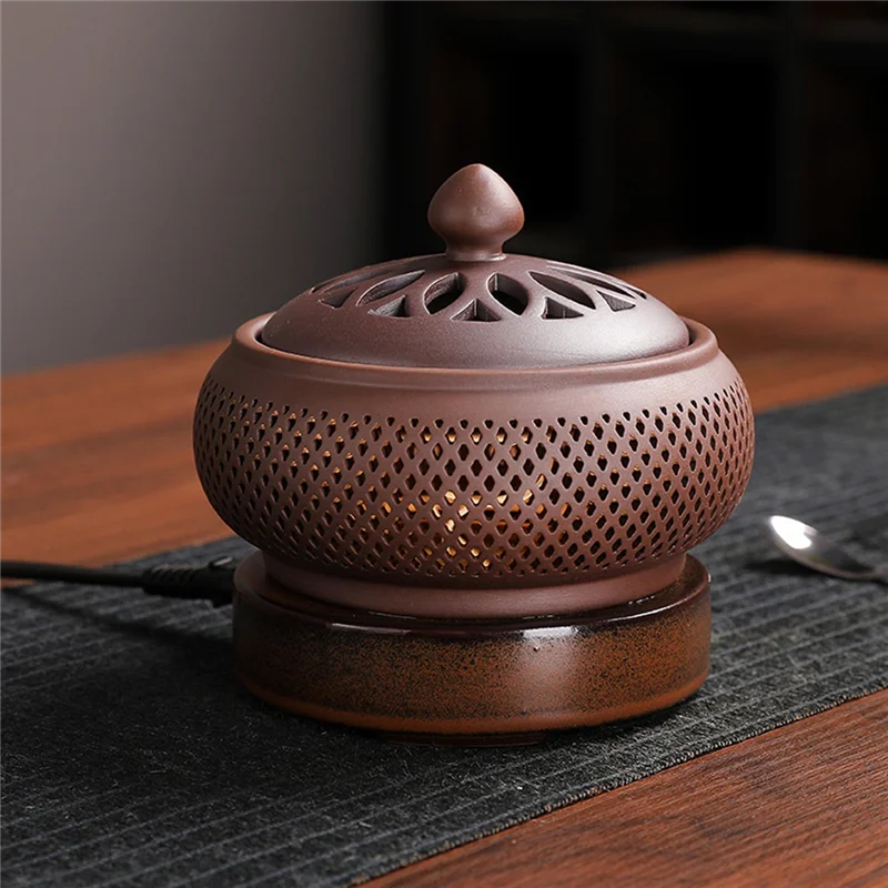 【HAPPYH】Sand Timer Electronic Burner Set Sandalwood For 110V Essential Oil Night Light Stove For Home Decor