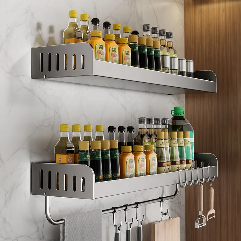 Wall-mounted seasoning rack Storage rack Slot cup basket Hook cloth Tool set Rack Kitchen storage