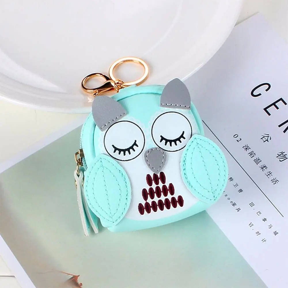 Mini Cute Card Holder Short Purses Key Holder Owl Clerk Cartoon Women Car Key Chain Owl Coin Purse School Bag Pendant Key Bag view 2