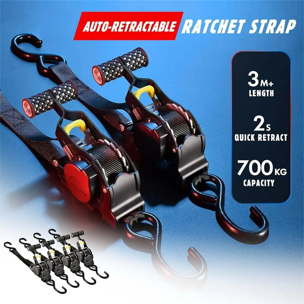 Universal AutoStraps Retractable Belts For Car Motorcycles Ratchet Strap Auto Straps For Cargo Load Luggage Strap Ratchet Tensio