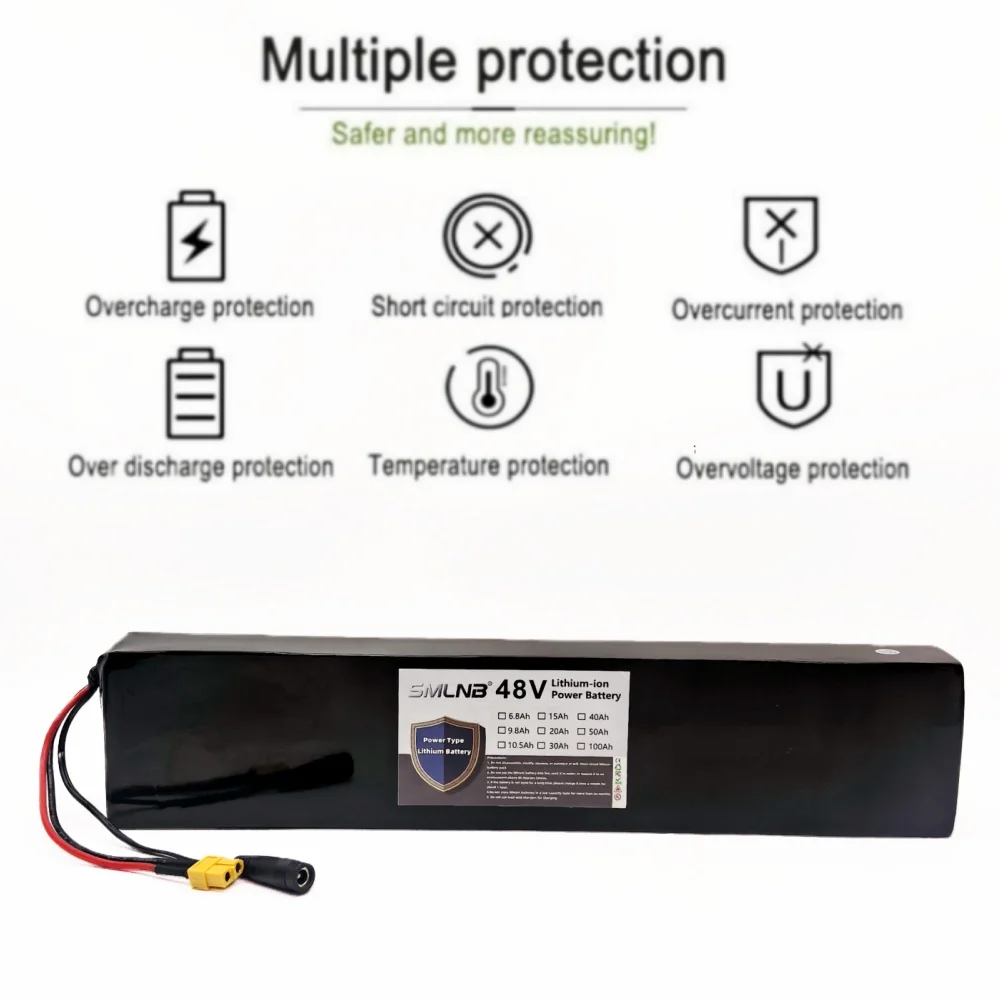 13S3P 48V 15Ah 18650 Lithium Battery Pack Li-ion for Scooters And Bicycles XT60/DC Connector High Capacity Battery Pack 54.6V