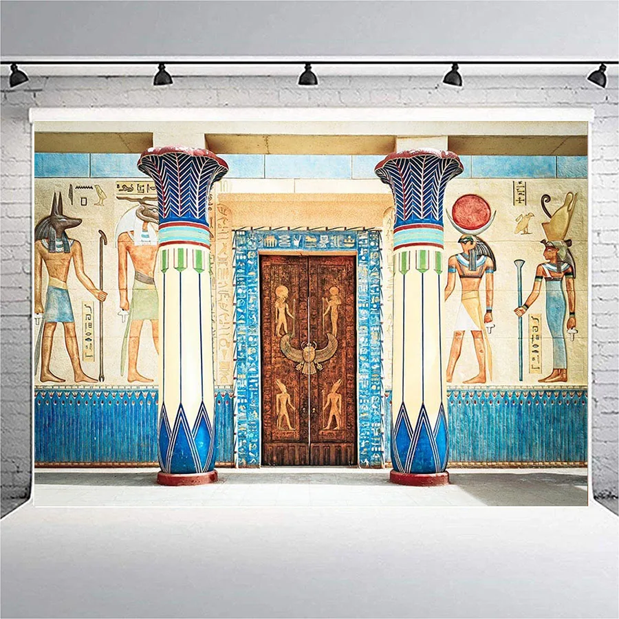 Ancient Egyptian Fresco Photography Backdrop Vinyl Shrines Mural Religion Totems Stone Wall Painting History Photo Background